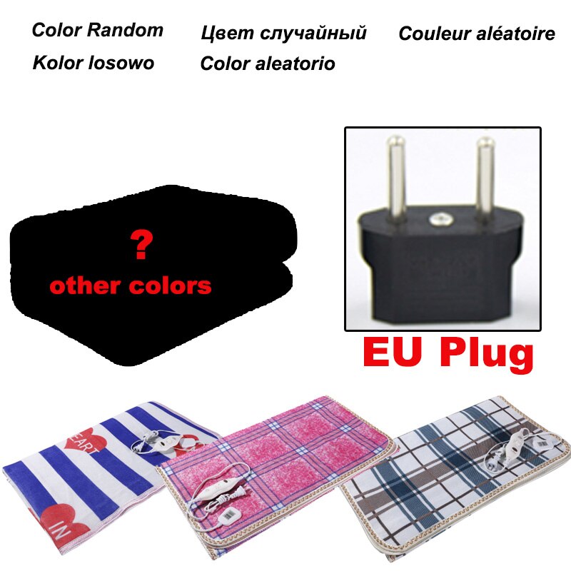 Manta eléctrica para el hogar de 55W, calentador individual para el cuerpo, termostato, almohadilla de invierno para dormitorio, manta calefactora (Color aleatorio): EU Plug