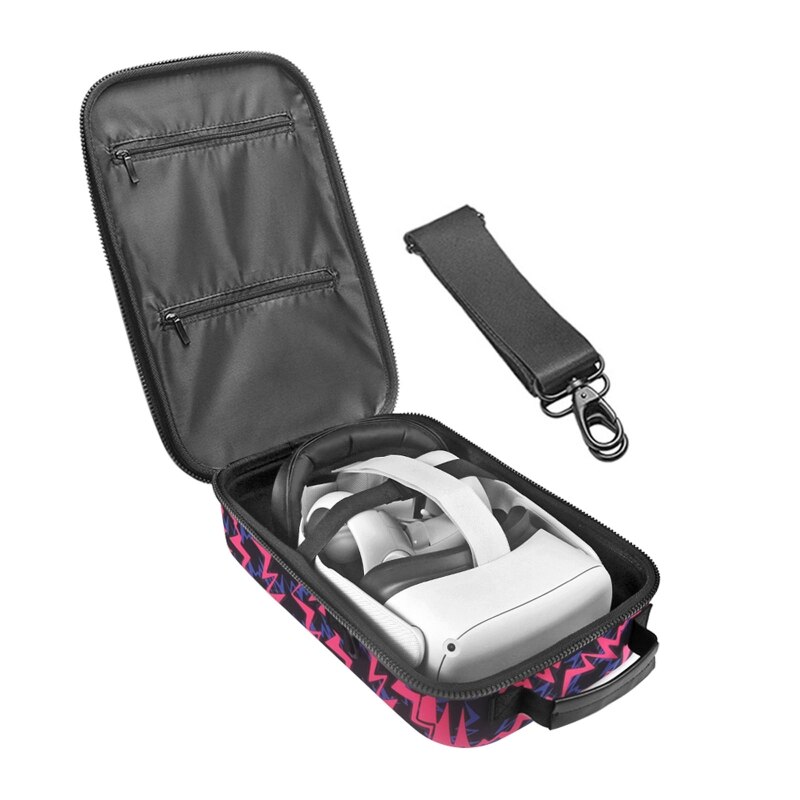 R9JA Hard EVA Pouch Handbag Protective Cover Storage Bag Box Carrying Case Shoulder Bag for -Oculus Quest 2 VR Glass and: Hot pink