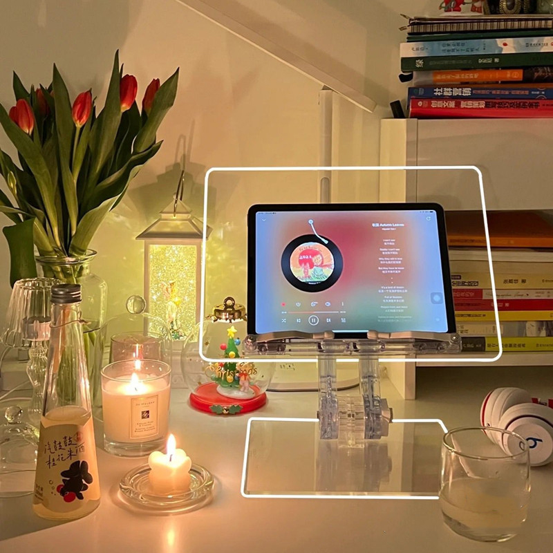 Étagère transparente en acrylique pour livre de lecture, support plat réglable pour tablette et PC