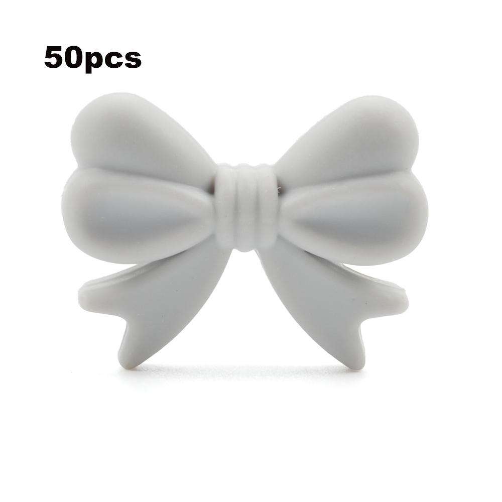 LOFCA – perles en Silicone avec nœud papillon, 50 pièces/lot, collier coloré, fabrication de bijoux, Bracelets, porte-clés, accessoires de bijouterie: BLEU CIEL