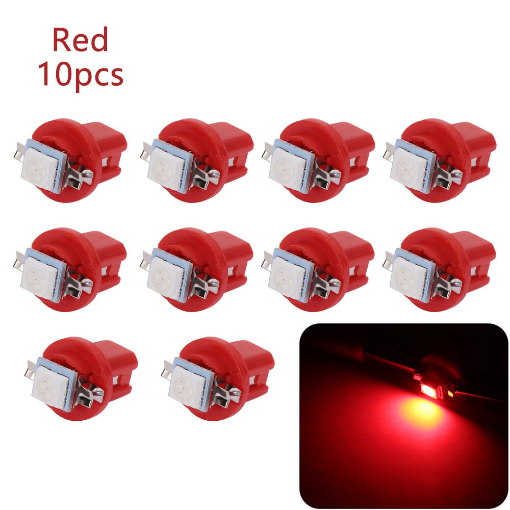 10 kpl  t5 b8.5d 509t b8.5 smd auto led lamppu mercedes benz  w221 w210 w212 w203 w205 w124 w163 a ce slk glk: Punainen