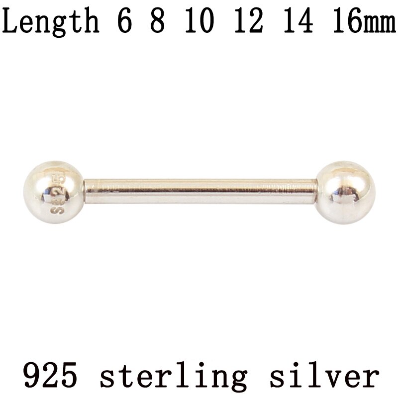 925 sterling silver body jewelry barbell pure S925 16G nipple ring tongue ring eyebrow nail tongue body piercing ONE PIECE