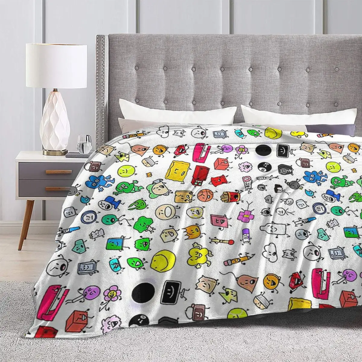 BFDI All Characters (Transparent) Blankets Soft Warm Flannel Throw Blanket Bedding for Bed Living room Picnic Travel Home Couch