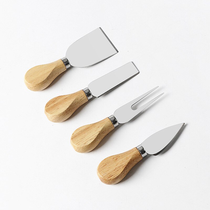 4 st/set ostverktygsset i rostfritt stål med trähandtag ostskyffel knivgaffel bakverktyg köksprylar: Default Title