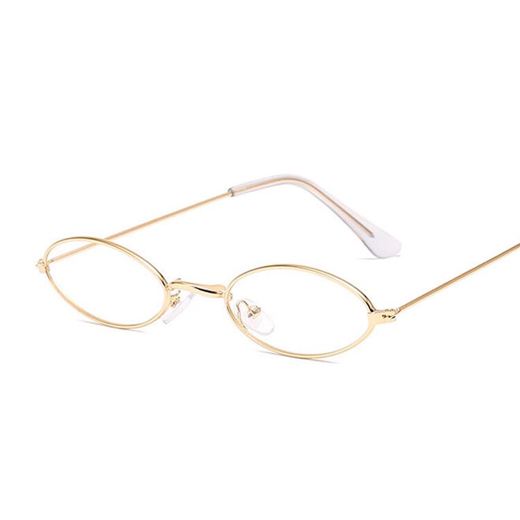 Gafas con montura dorada de aleación pequeña para hombre y mujer, lentes ópticas Retro clásicas, transparentes: Gold Trans