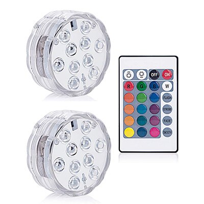 10 LED RGB Submersible Light Battery Operated Underwater Lamp Remote Controll Outdoor Garden Pool Aquarium Decoration: 2lamp 1remote