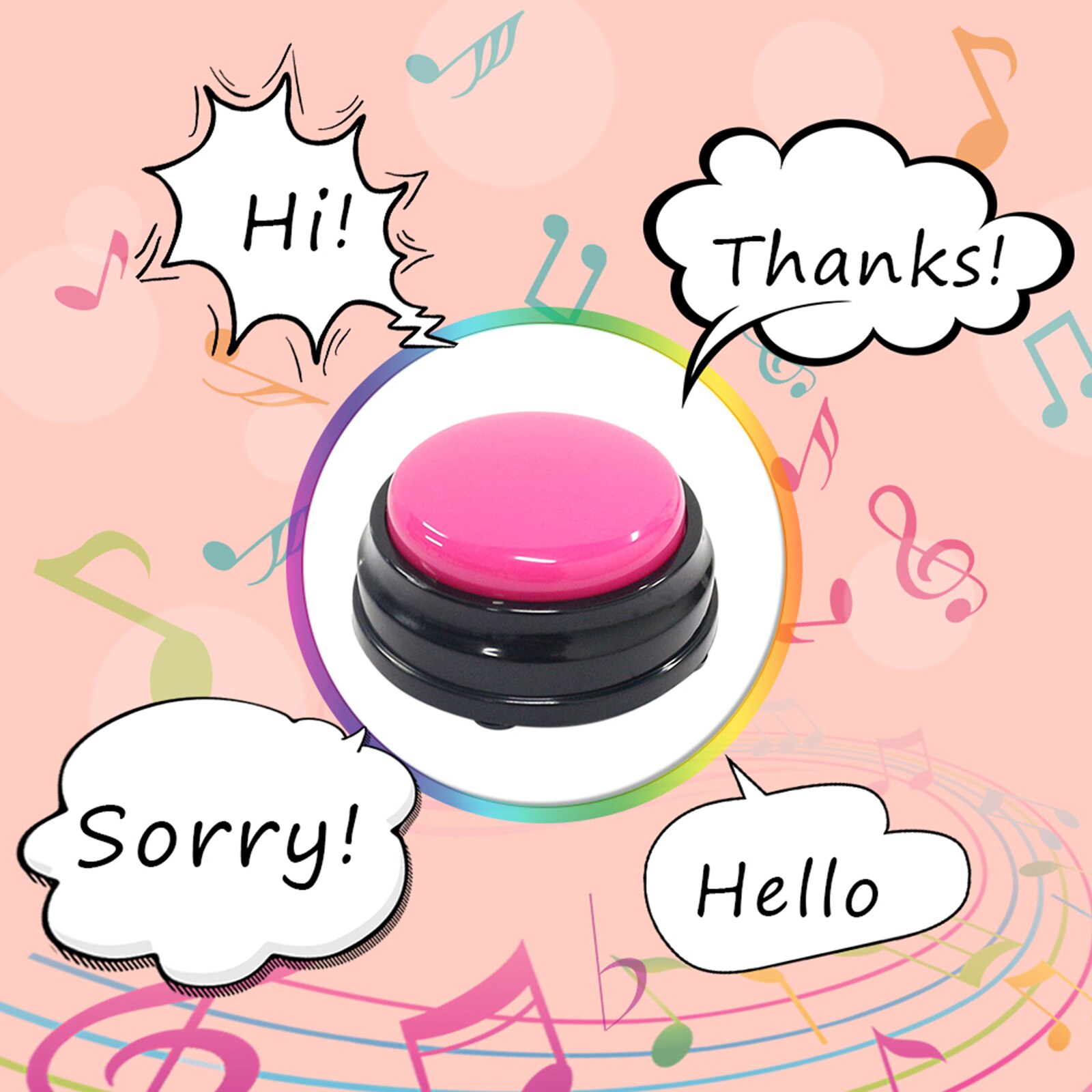 Small Size Easy Carry Voice Recording Sound Button for Kids Interactive Toy Answering Buttons Orange Pink Blue Green