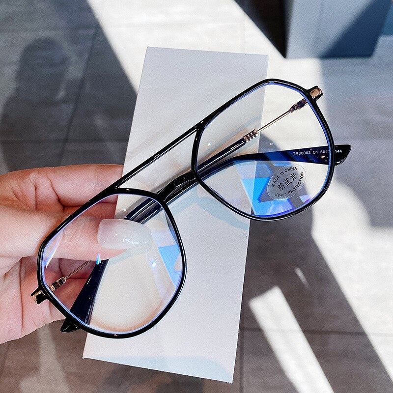 YOOSKE-monturas de gafas TR90 para ordenador para hombre y mujer, anteojos con bloqueo de luz azul, montura única para miopía, lentes con luz azul: Black
