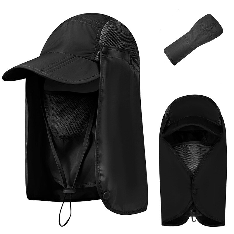 Unisex Collapsible Sunhat Summer Outdoor Quick-drying Sunscreen Fisherman Hat Fishing Breathable Sun hats Female Face Mask: CA042-G