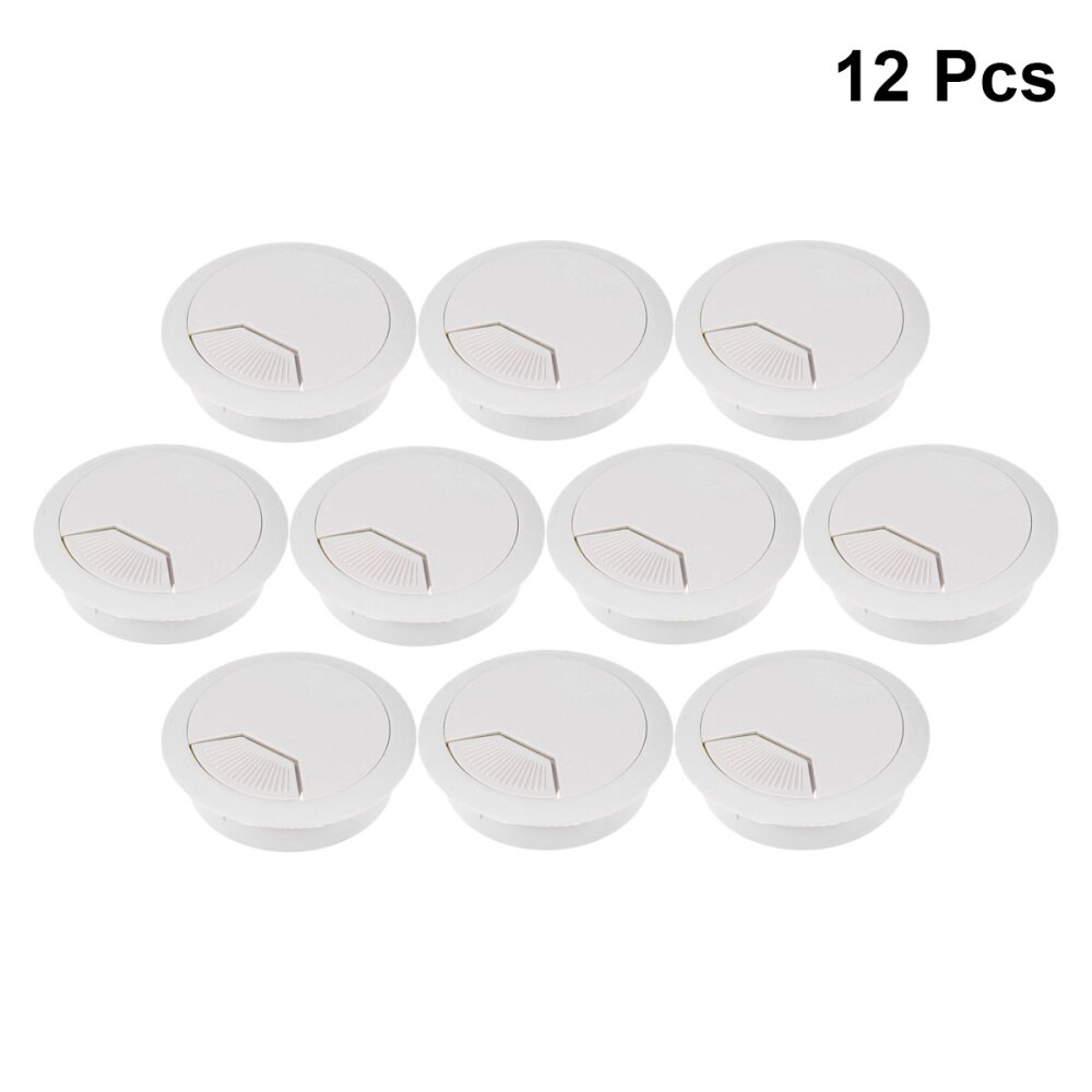 10pcs Office PC Computer Desk Grommet Cable Hole Cover 50mm Diameter (Grey white)