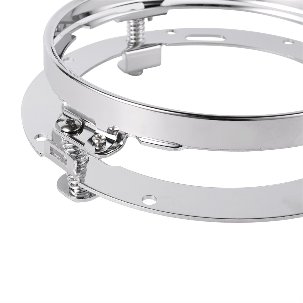7 Inch Stainless Steel Round LED Headlight Mounting Bracket Ring for Built-in Strong Springs Chrome Plated