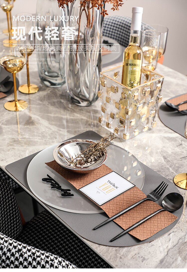 High End Restaurant Model Room Dining Table Setting Set Dinner Plate Round Acrylic Tray Mat Stainless Steel Bowl