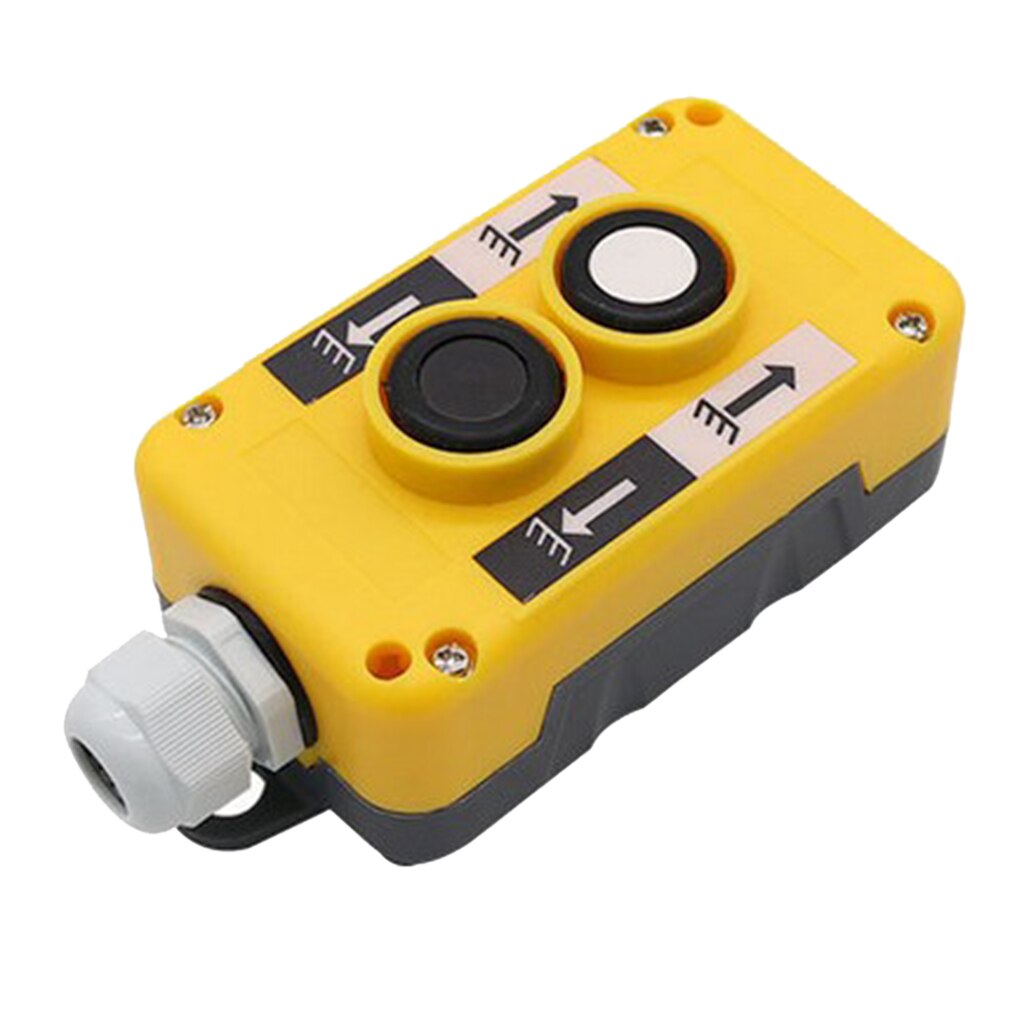 Crane Push Button Switch, Rainproof COP-2B 2 Ways Pendant Control Station UP Down Hoist Pushbutton Switches (Yellow)