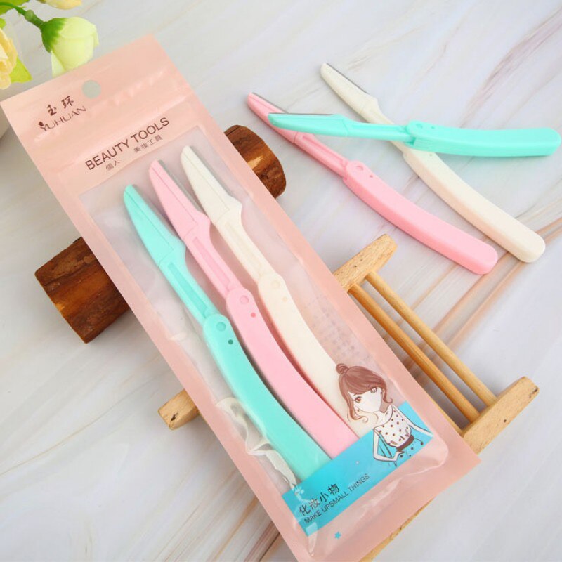 3pcs Facial Razor Eyebrow Brow Shaper Trimmer Face Bikini Hair Removers Safe Painless Portable Makeup Tools