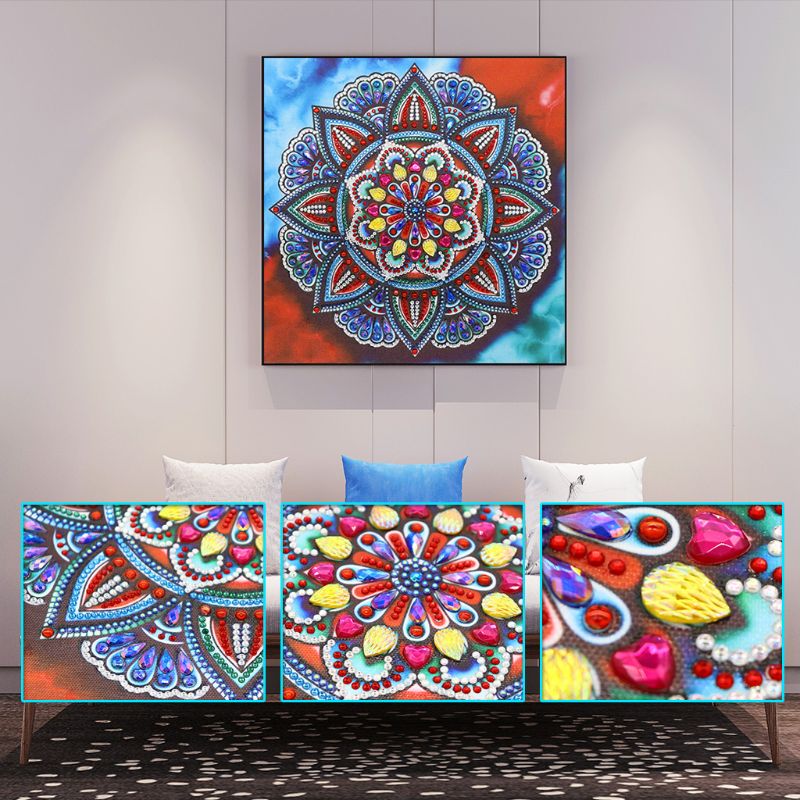 Cirkel mandala 5d specialformet diamantmaleri broderi håndarbejde rhinsten krystal kors håndværkssømssæt gør det selv