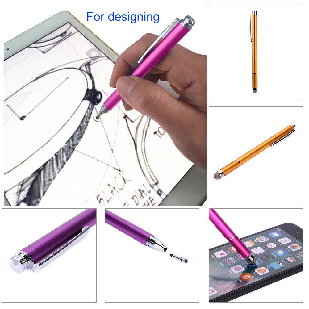 2 in 1 kapacitiv pen touch screen tegnepen stylus med ledende touch suger mikrofiber touch hoved til tablet pc