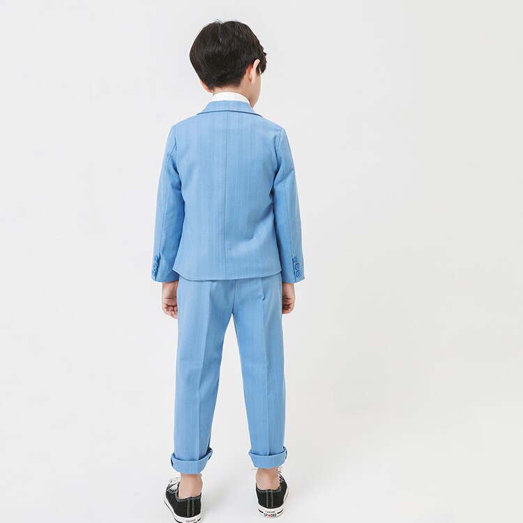 Conjunto de traje Formal a rayas para niños, traje de boda de espectáculo de pasarela de Piano, de doble botonadura Blazer, pantalones, 2 piezas