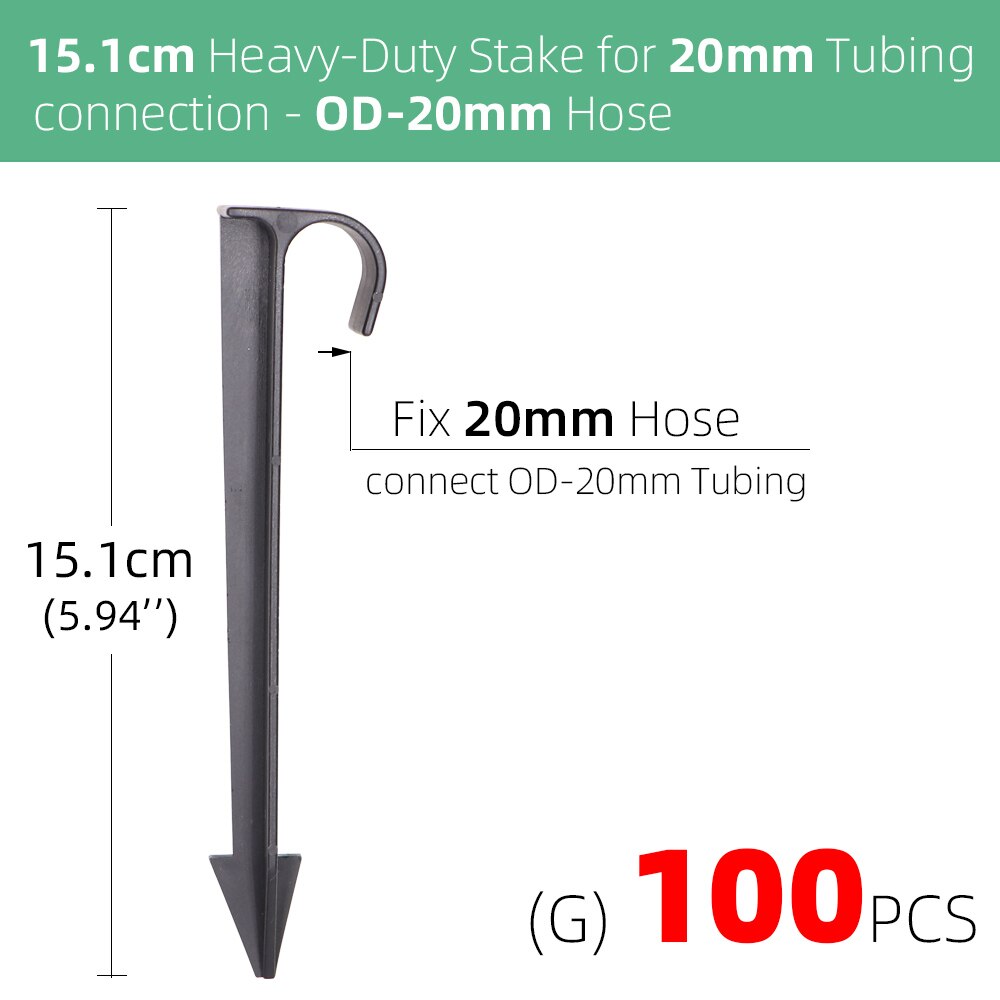 RBCFHI-estacas fijas de 1/4 '', 3/8'', 16MM, 20MM para manguera de PVC PE de 4/7mm, 8/11mm, estacas de anclaje de retención de riego por microgoteo: Gx100pcs