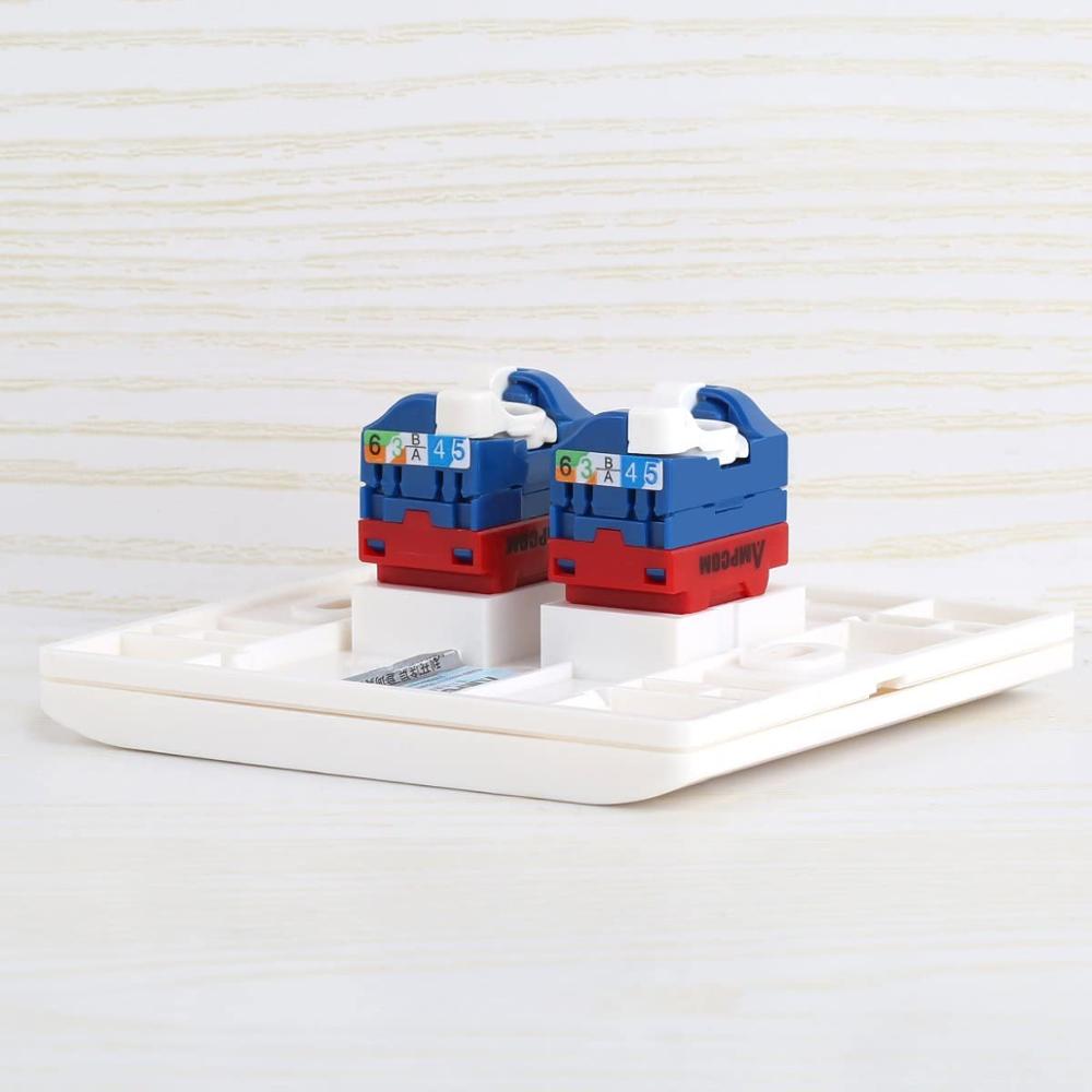 AMPCOM 10-Pack CAT6 RJ45 Tool-Less Keystone Jack, No Punch Down Tool Required UTP Module Connector Red