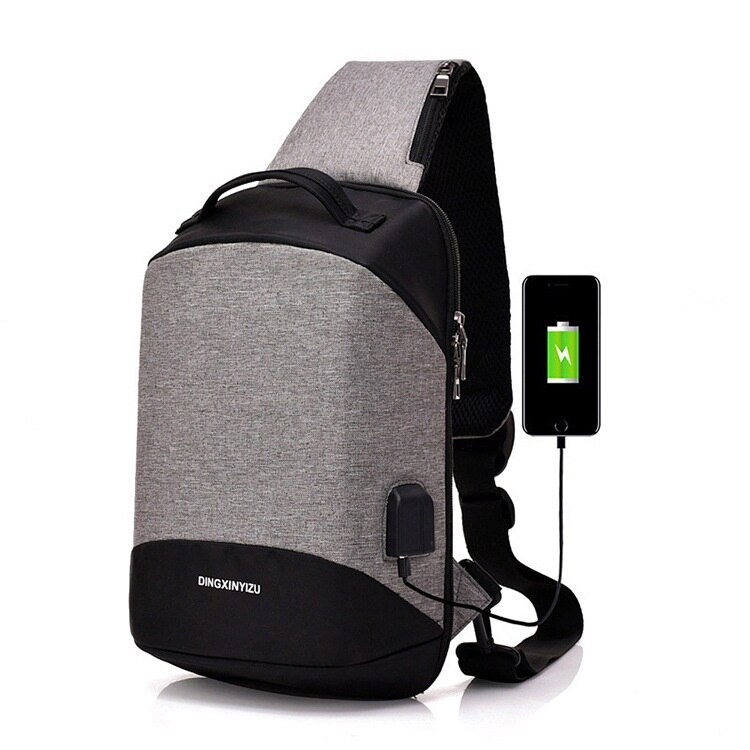 Men's chest bag anti-theft backpack shoulder USB interface charging travel bag