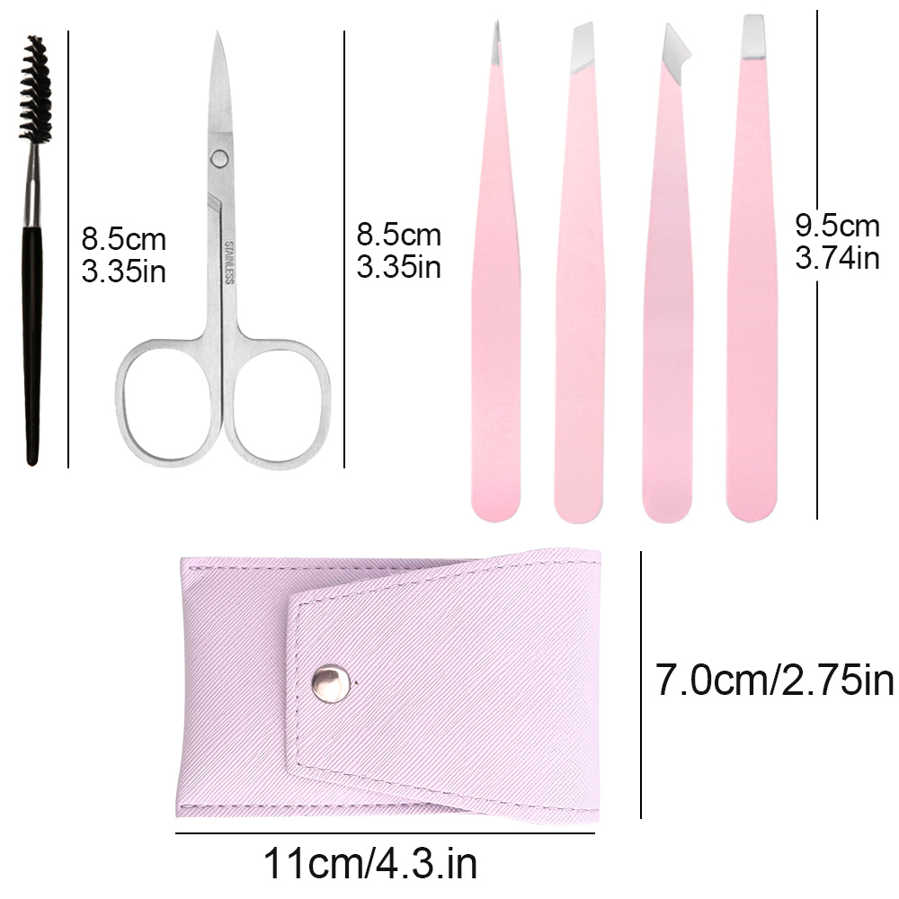 Juego de pinzas para depilación de cejas, pinzas para pestañas de acero inoxidable, punta plana inclinada, herramientas de maquillaje, 4/6 Uds.