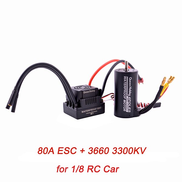 Waterproof 3660 3300KV / 3800KV & 3670 2150KV / 2650KV Brushless Motor 80A / 120A Brushless ESC Combo Set for 1/8 RC Car: 3660 3300KV 80A