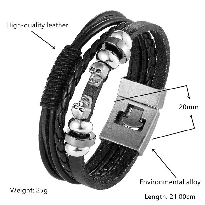 Pop skinn menn armbånd populær gutter mot ridder hodeskalle mann sjarm armbånd smykker pulseira masculina