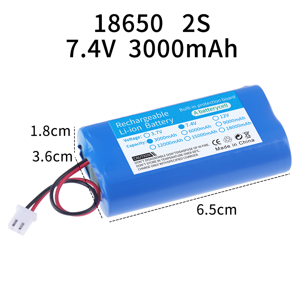 3.7V 7.4V 11.1V 12V 18650 8000mAh with wires Lithium ion rechargeable battery with PCB for Bluetooth Speaker Solar headlights: Clear