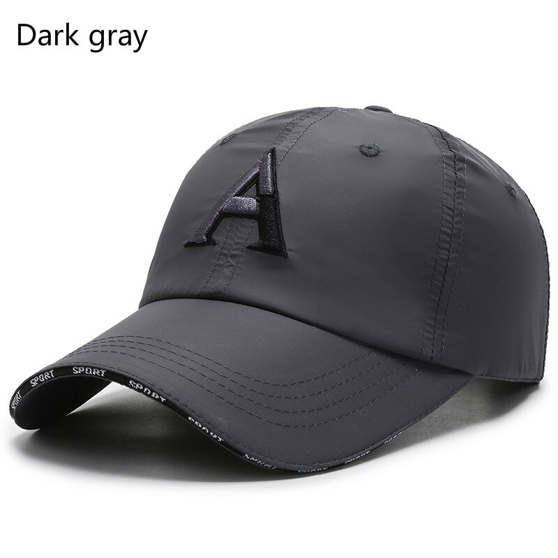 Schnell trocknend Sport Hut Männer Unisex Brief EINE Neue Outdoor Erreichte Caps Damen Sonnenschutz Baseball Kappe Frauen: Dark Grau