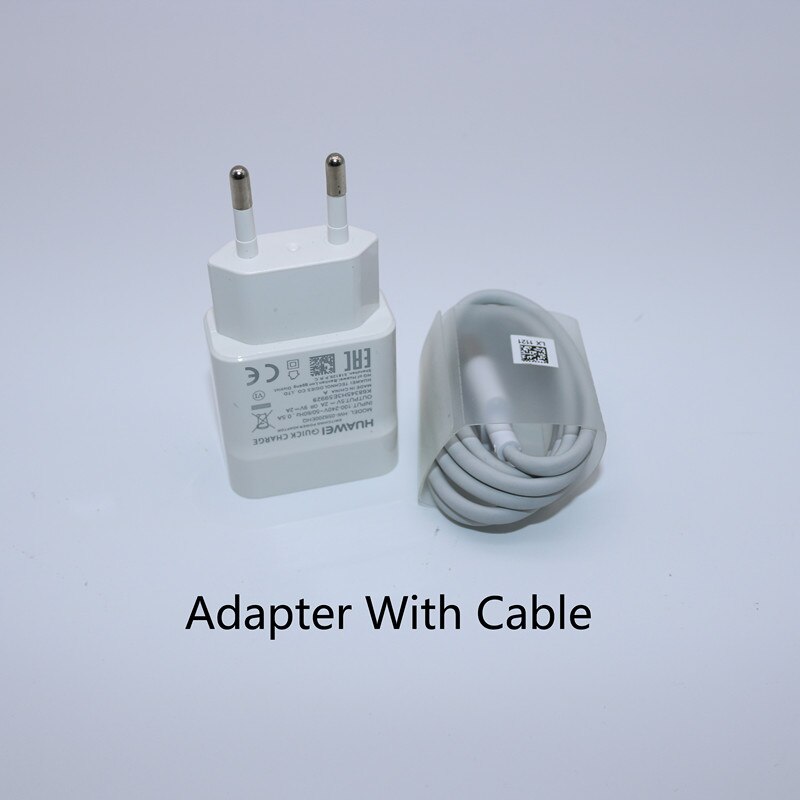 Huawei 9V2A EU charger QC 2.0 Quick Fast Charge Adapter USB Type-c Voor nova3 3i 4 honor 9 8x p7 p8 p9 p10 p20 lite mate 7 8 9: EUx1M cable