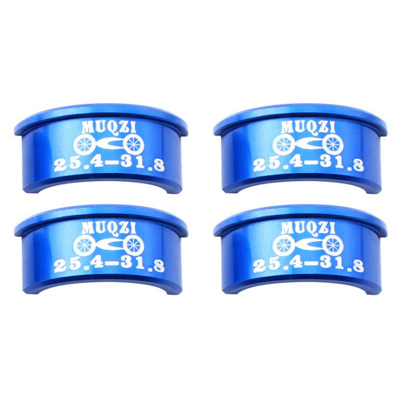 4 stuks fietsstuur conversiebladen 25.4 to 31.8 mm installatie opening afstelling transformator mtb racefiets fixed gear: Blauw