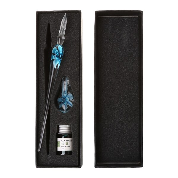 Vintage Handmade Art Crystal Glass Dip Pen Sign Ink Pens 090F: LB1
