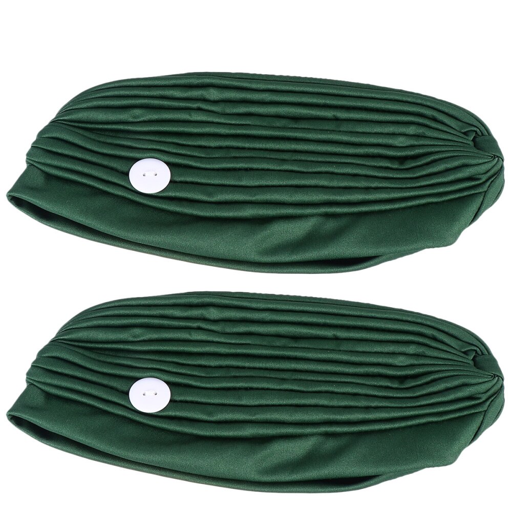 2 stk sort hovedindpakning udendørs fitness elastisk hovedbeklædning sportsbeanie svedabsorberende kasket hårtilbehør med holdemaske non-s: Mørkegrøn