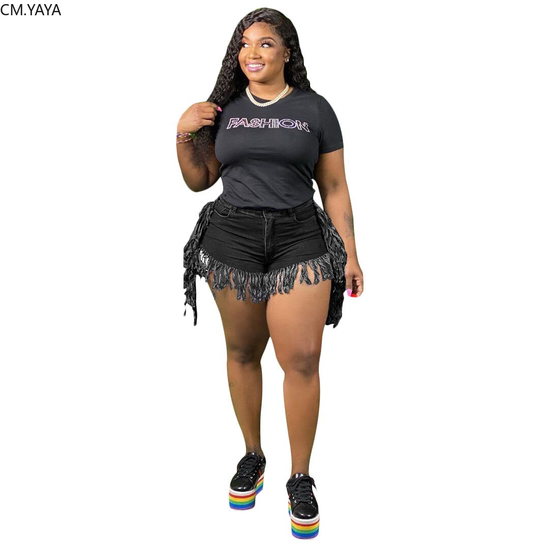 femmes gland épissage Shorts jean – Grandado