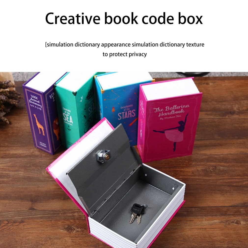 Safe Deposit Box Mini Home Storage Box Safe Cabinet Craft Book Password Key Box Insurance Box