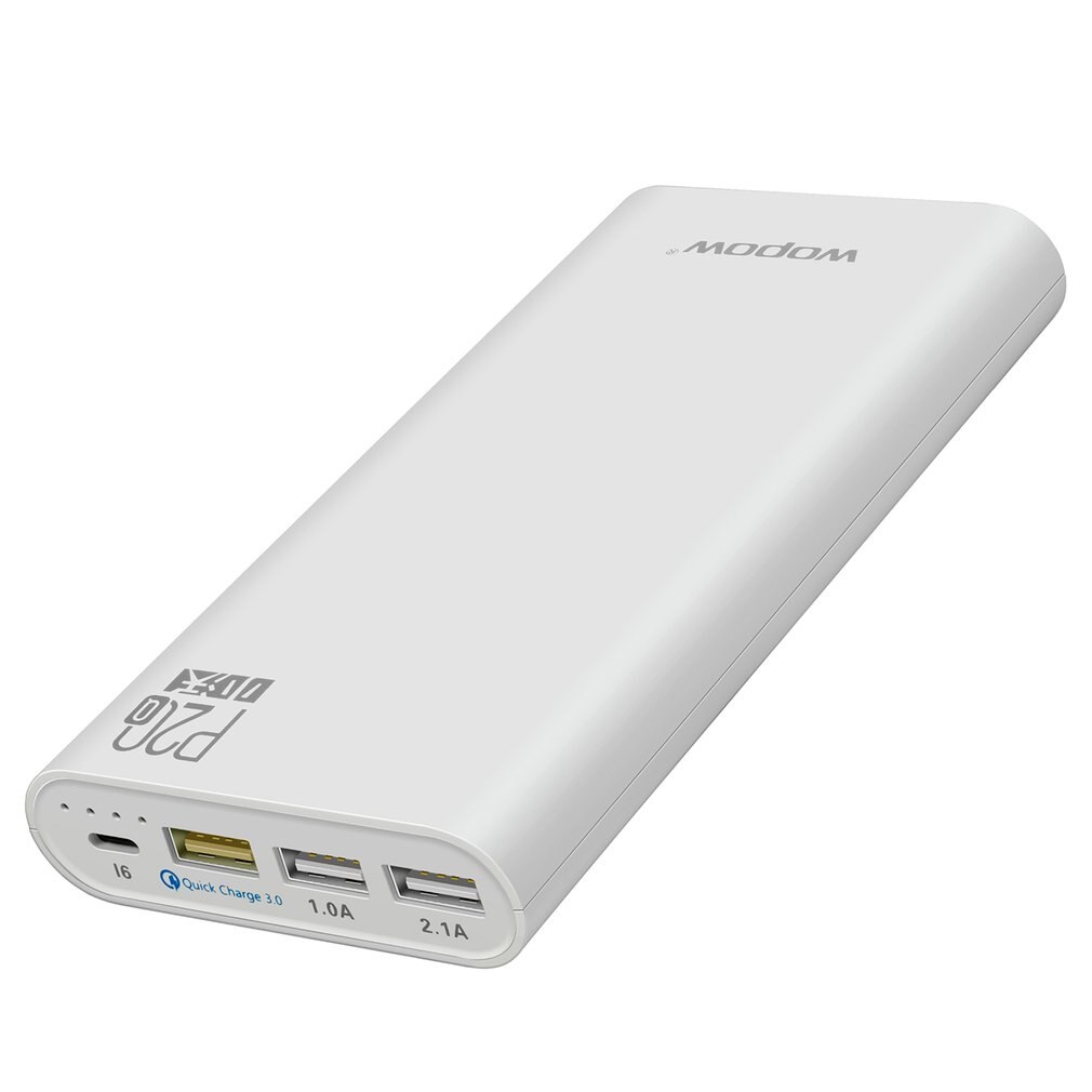 Wopow  p20q 20000 mah powerbank universal-schnellladung 3.0 große akkukapazität drei usb-ladeanschlüsse tragbares ladegerät