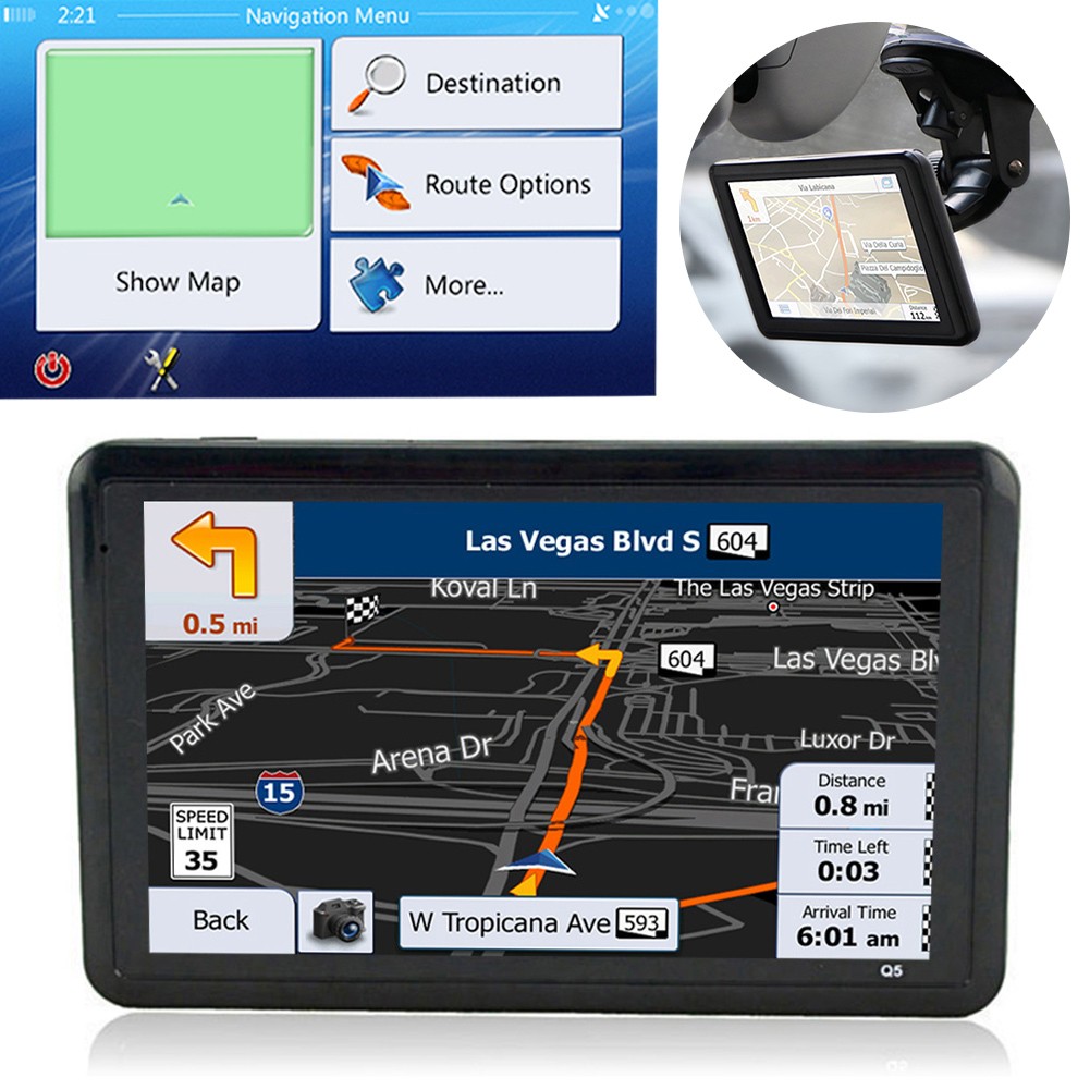 1Pcs Portable 5.0 Inch Car GPS Navigation System Device Common Resolution Touch Screen Worldwide Map Navigation
