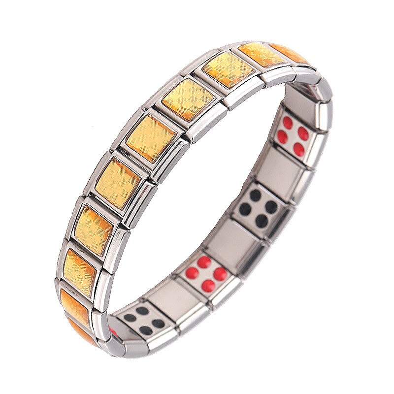 Bijoux or luxe élasticité élastique énergie mouvement magnétique Germanium breloque italienne Bracelet acier inoxydable ST15