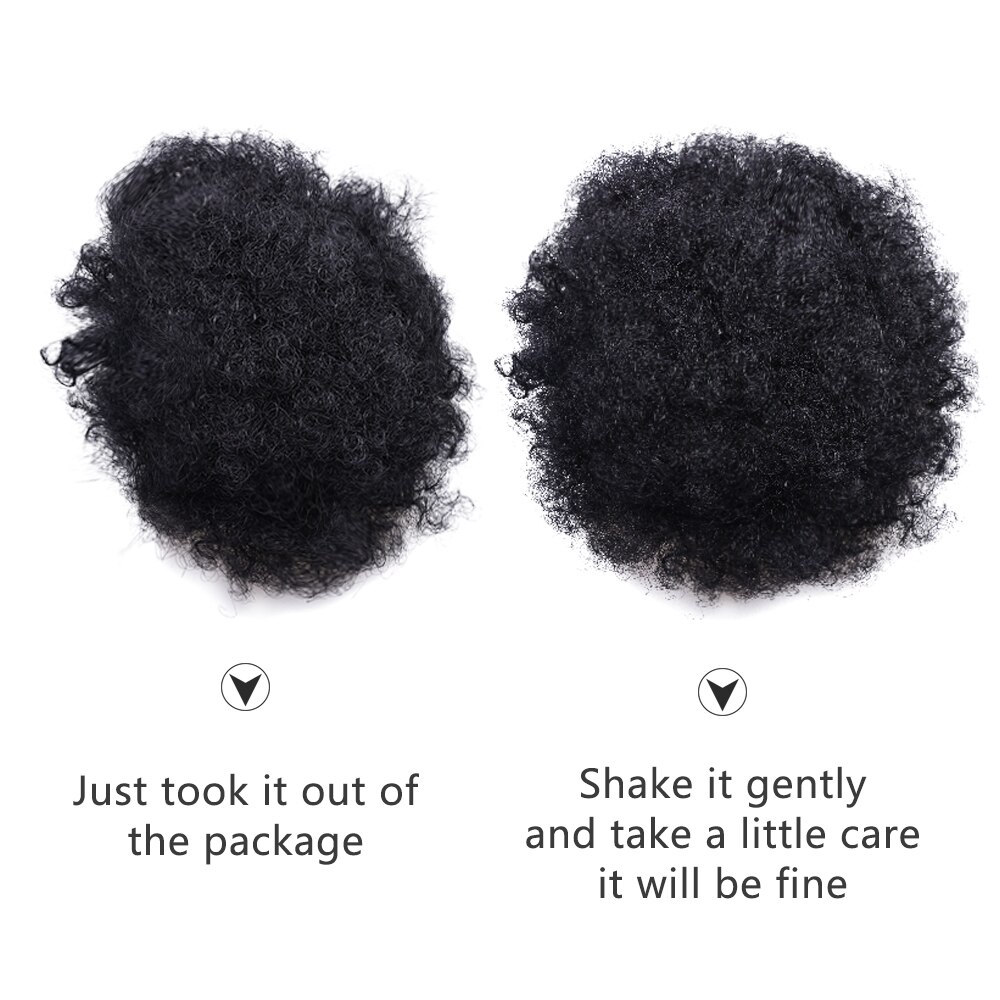 Extension chignon cheveux crépus, postiche synthétique afro, coiffure boule frisée, fixation par clips, 8 pouces