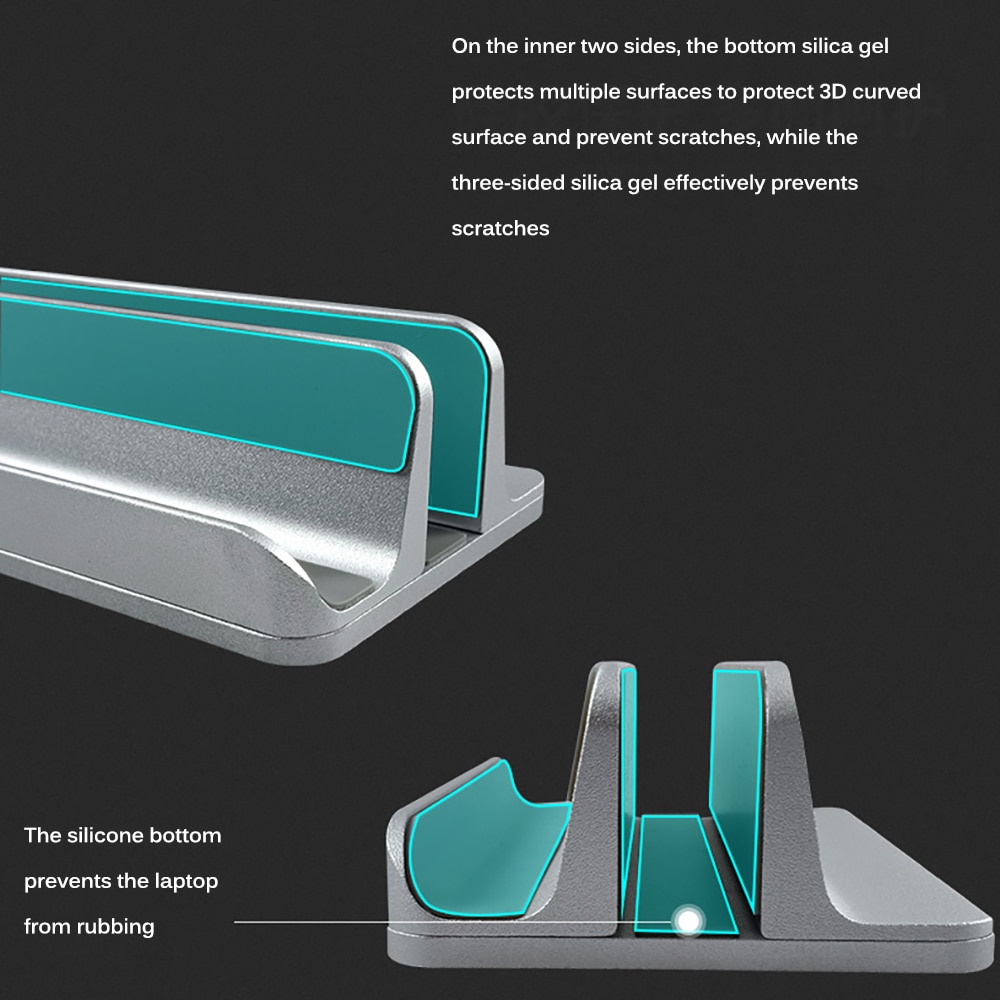 Vertical Laptop Stand For Macbook Air Pro 13 15 Desktop Aluminum Stand With Adjustable Dock Size For Surface Chromebook