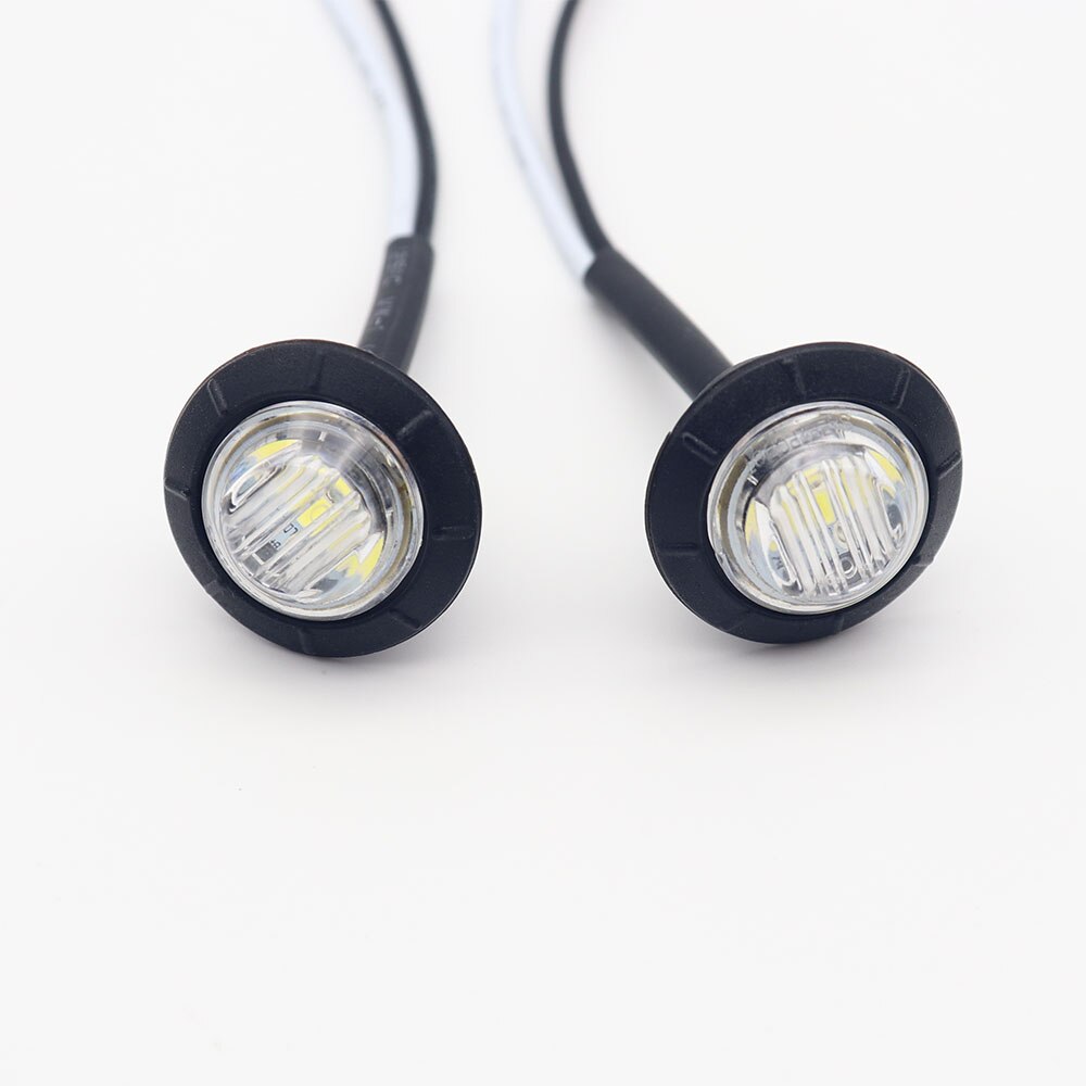 Feu de gabarit latéral de remorque, 10 pièces, étanche, 12V, 3led, 3/4 &quot;, feux de liquidation, rond blanc, pour camions avant et arrière