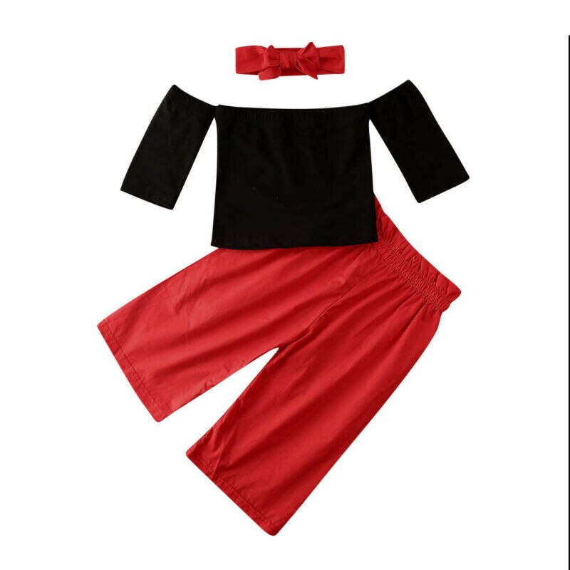 Del bambino Del Bambino Delle Ragazze Dei Capretti Off Spalla Magliette E Camicette T-Shirt Pantaloni Della Fascia Vestiti di Abiti Vestiti Dei Bambini Della Principessa Set