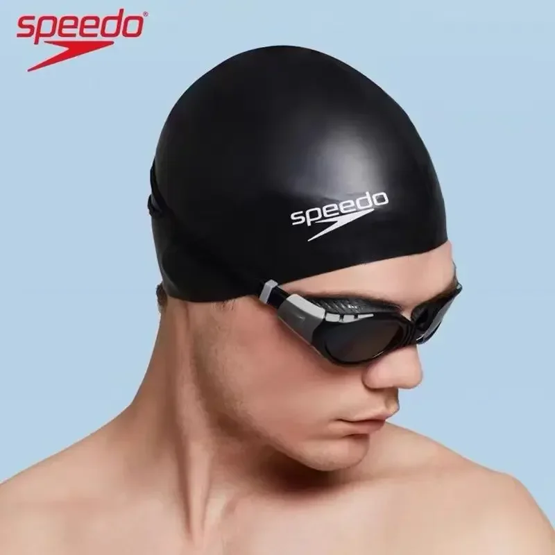 Speedo-badekappe, wasserdicht, für damen und herren, auch für langes haar, vergrößerte wasserdichte silikon-badekappe