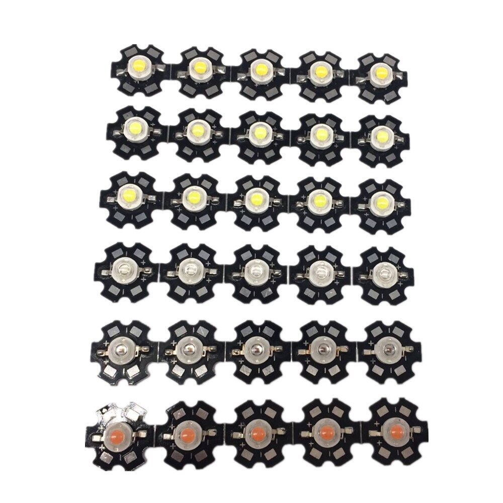 25pcs 1W Cree High Power LED Light-Emitting Diode LEDs Chip With Aluminum Star PCB Warm White Cold White Red Green Blue Yellow