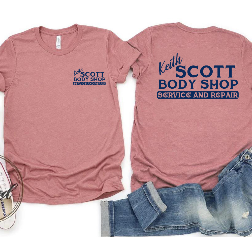 Keith Scott Body Shop T-shirt Tv Showe One Tree Hill Shirt Ravens Basketball Tee Retro 2 Side Print OTH Lucas Nathan Scott Tops