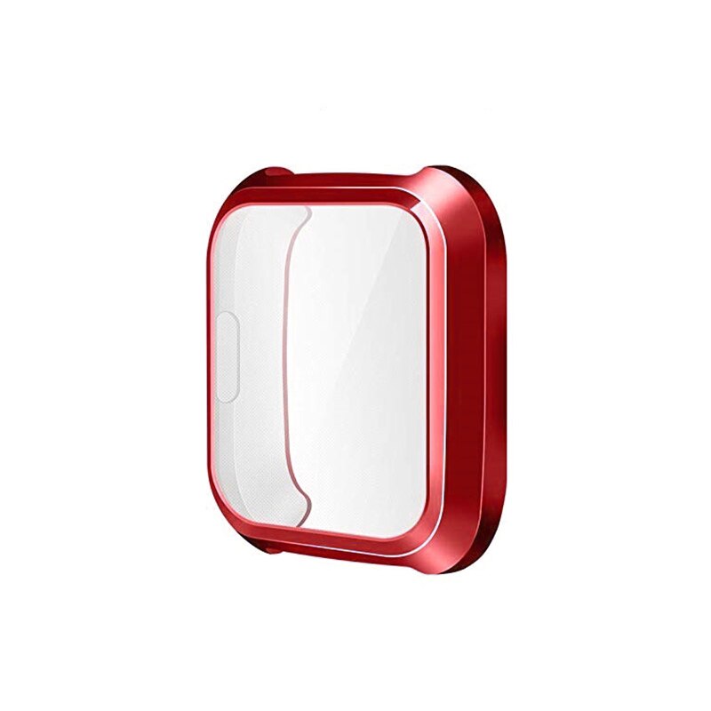 Voor Fitbit Versa Lite Anti-Val Horloge Bumper Wijzerplaat Polyurethaan Elektrolytische Case Horloge Gezicht Frame Armband Scherm Shell Cover: red