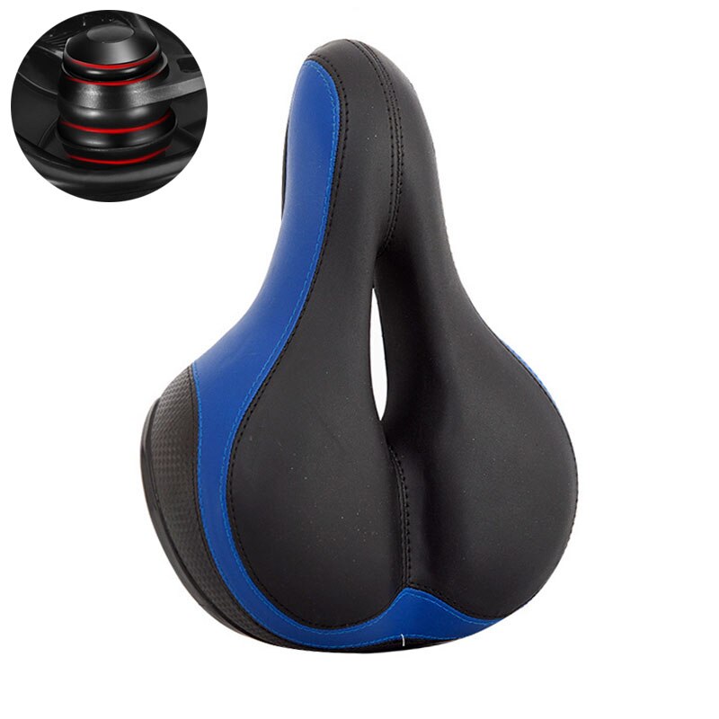 Sillín de bicicleta de GEL 3D para hombre y mujer, asiento grueso para bicicleta de montaña y carretera, hueco, transpirable, cómodo y suave: Blue F