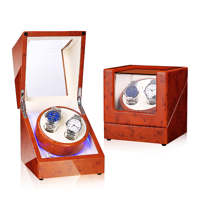 Devanadera de reloj mecánico con pantalla LED, soporte de caja de almacenamiento de joyería, agitador de Motor, rotador automático silencioso, 5 modos: Multicolor
