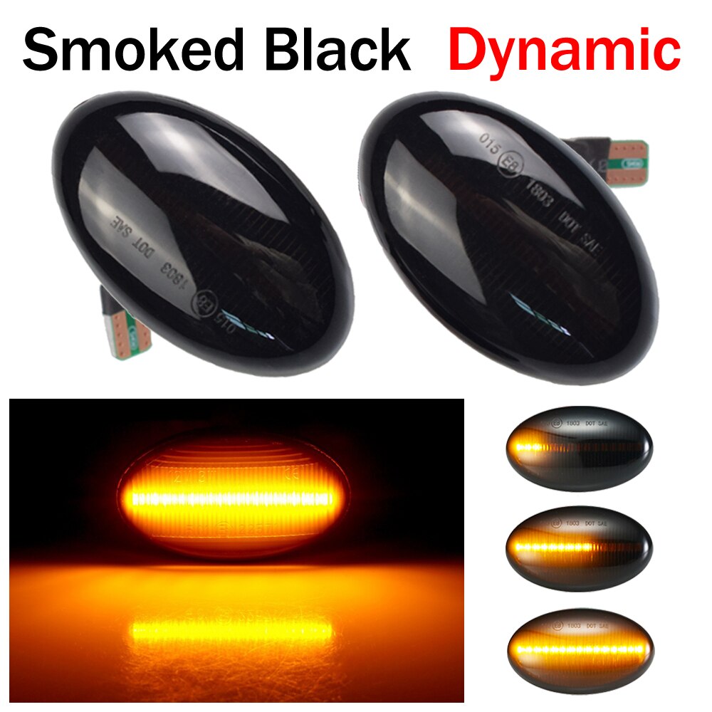 Faróis de sinalização automotivos, 2 peças, led dinâmicos, para mercedes benz, repetidor, w450, w452, classe a, w168, vito, w639, w447: Dynamic Smoked Black