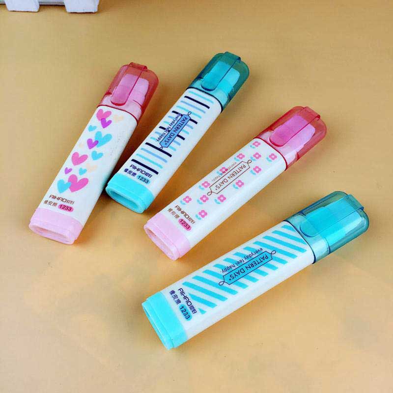 Mignon Kawaii coeur fleur gommes en caoutchouc belle rayure crayon gomme pour enfants coréen école papeterie nouveauté article
